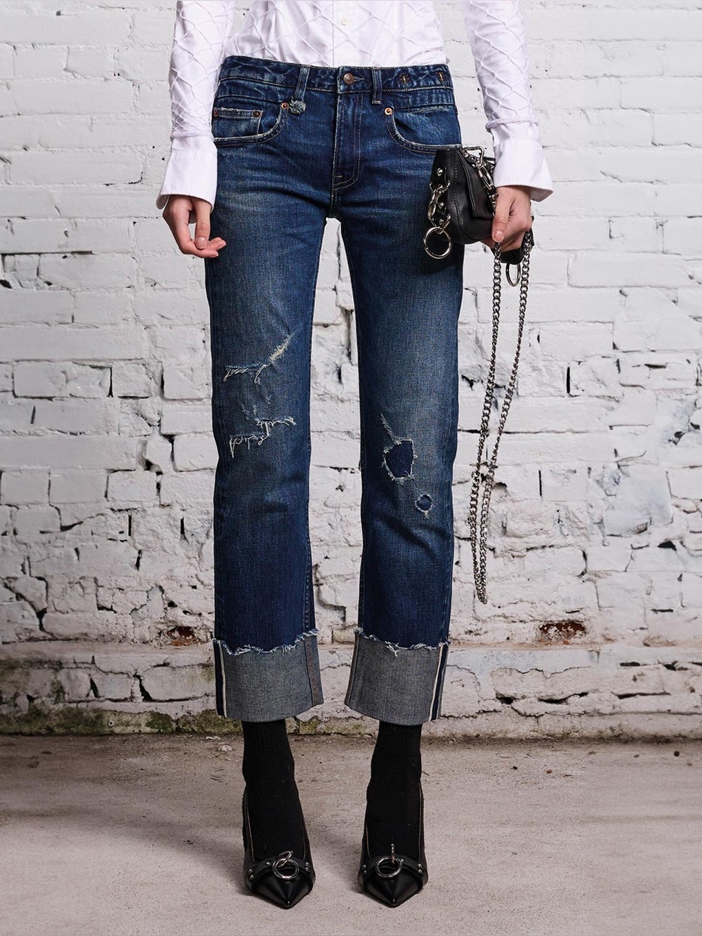R13 Jean Boy Straight – Calson Selvedge Bleu